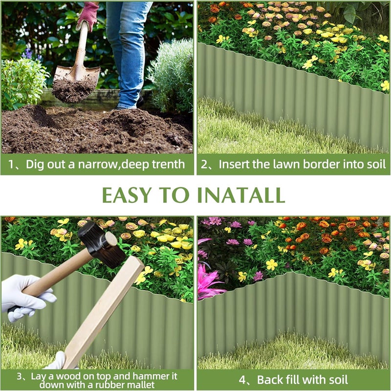 RRG Metal Garden Edging Border, Corrugated Steel Landscaping, DIY for Lawn (Green, 8 Inch x 10FT) - Image 4